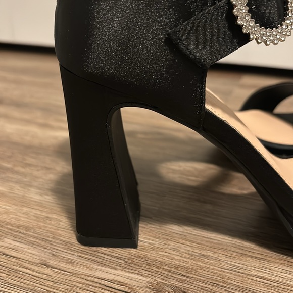 Satin Rhinestone Block Heels - Picture 9 of 10